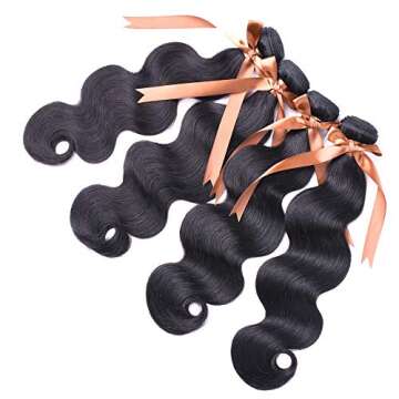 ALLRUN Body Wave Bundles Human Hair 18 20 22 24Inch 100% Brazilian Virgin Hair Unprocessed Human Hai...