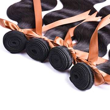 ALLRUN Body Wave Bundles Human Hair 18 20 22 24Inch 100% Brazilian Virgin Hair Unprocessed Human Hair Body Wave 4 Bundles Body Wave Remy Weave Human Hair Extensions