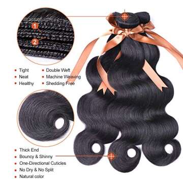 ALLRUN Body Wave Bundles Human Hair 18 20 22 24Inch 100% Brazilian Virgin Hair Unprocessed Human Hair Body Wave 4 Bundles Body Wave Remy Weave Human Hair Extensions