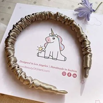 Beauty of Orient Premium Mulberry Silk Headbands for Women and Girls (Taupe & Pink)