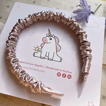 Beauty of Orient Premium Mulberry Silk Headbands for Women and Girls (Taupe & Pink)