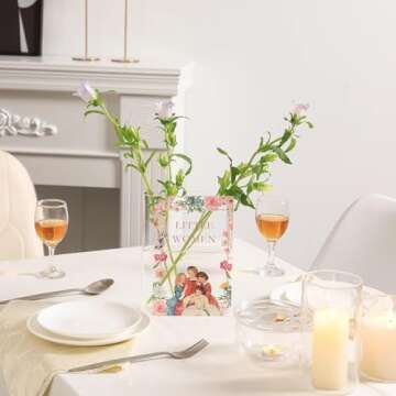 PORPAN Book Vase, Acrylic Book Vase for Flowers, Book Flower Vase, Clear Book Vase, Book Shaped Vase, Small Vase for Living Room/Bookshelf/Bedroom/Office Decor Aesthetic, Book Lovers Gifts, Set of 3