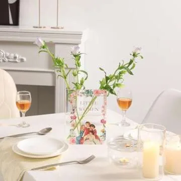 PORPAN Book Vase, Acrylic Book Vase for Flowers, Book Flower Vase, Clear Book Vase, Book Shaped Vase, Small Vase for Living Room/Bookshelf/Bedroom/Office Decor Aesthetic, Book Lovers Gifts, Set of 3