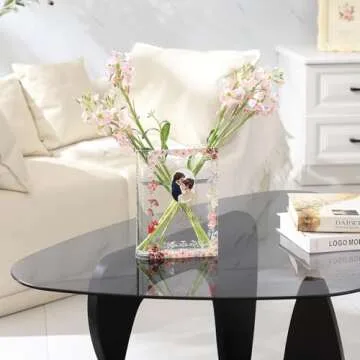 PORPAN Book Vase, Acrylic Book Vase for Flowers, Book Flower Vase, Clear Book Vase, Book Shaped Vase, Small Vase for Living Room/Bookshelf/Bedroom/Office Decor Aesthetic, Book Lovers Gifts, Set of 3