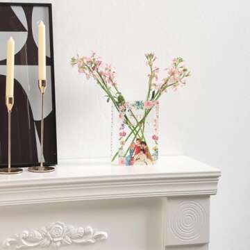 PORPAN Book Vase, Acrylic Book Vase for Flowers, Book Flower Vase, Clear Book Vase, Book Shaped Vase, Small Vase for Living Room/Bookshelf/Bedroom/Office Decor Aesthetic, Book Lovers Gifts, Set of 3