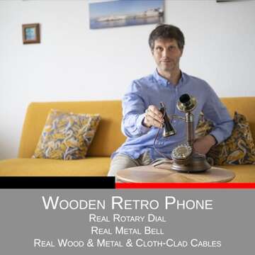 Opis 1921 Model C: The Classic Wood Vintage Rotary Candlestick Phone Replica - Looks Like an Old Fas...