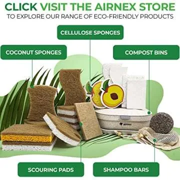 AIRNEX Natural Kitchen Sponges Pack of 6 - Cellulose and Coconut Husk Scrub Sponges for Washing Dishes - Odor Free Non Scratch Walnut Scrubber Sponges - Eco Friendly Quick Drying Dishwashing Sponges