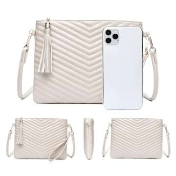 AMELIE GALANTI Small Crossbody Purse Bag For Women,Wristlet Clutch Handbag And Crossbody Wallet With Shoulder Strap For Cell Phone (beige-c)
