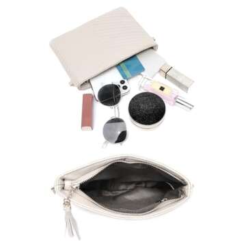 AMELIE GALANTI Small Crossbody Purse Bag For Women,Wristlet Clutch Handbag And Crossbody Wallet With Shoulder Strap For Cell Phone (beige-c)