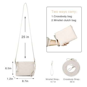 AMELIE GALANTI Small Crossbody Purse Bag For Women,Wristlet Clutch Handbag And Crossbody Wallet With Shoulder Strap For Cell Phone (beige-c)