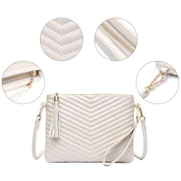AMELIE GALANTI Small Crossbody Purse Bag For Women,Wristlet Clutch Handbag And Crossbody Wallet With Shoulder Strap For Cell Phone (beige-c)
