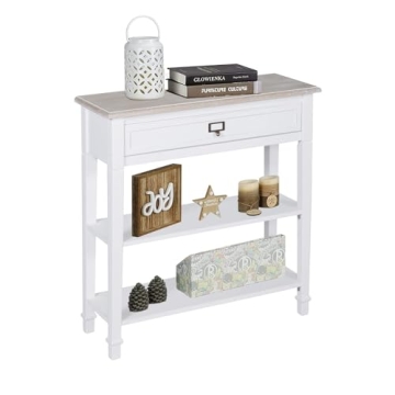 Elegant Kinsuite White Console Table with Storage Shelves