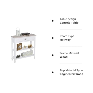 Elegant Kinsuite White Console Table with Storage Shelves