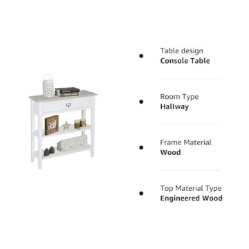 Elegant Kinsuite White Console Table with Storage Shelves