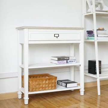 Elegant Kinsuite White Console Table with Storage Shelves