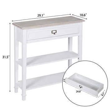 Elegant Kinsuite White Console Table with Storage Shelves