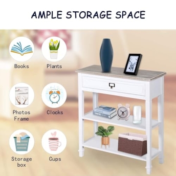 Elegant Kinsuite White Console Table with Storage Shelves