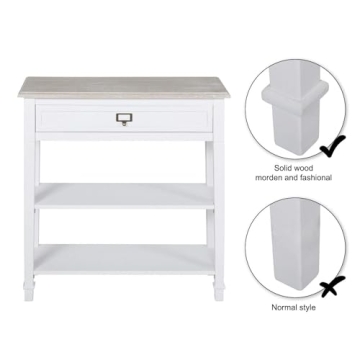 Elegant Kinsuite White Console Table with Storage Shelves