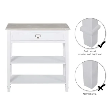 Elegant Kinsuite White Console Table with Storage Shelves