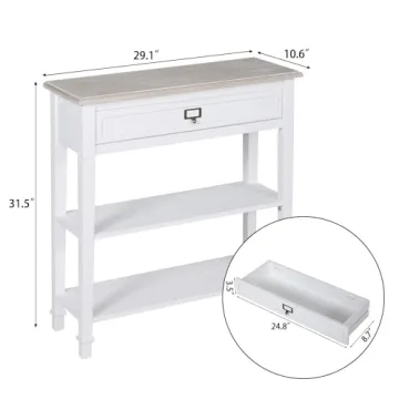 Elegant Kinsuite White Console Table with Storage Shelves