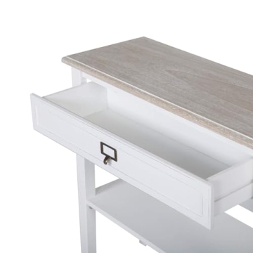 Elegant Kinsuite White Console Table with Storage Shelves