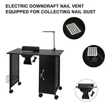 Mefeir Manicure Table with Downdraft Vent and LED Light