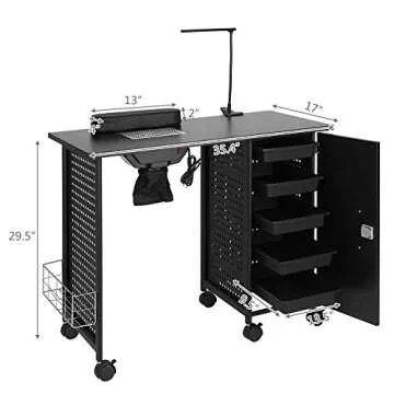 Mefeir Manicure Table with Downdraft Vent and LED Light
