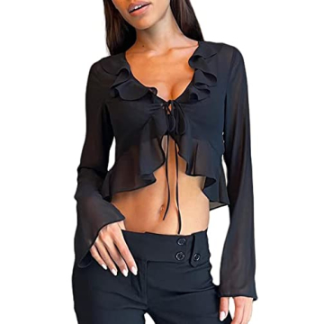 Chic Tie Front Peplum Blouse for Stylish Women