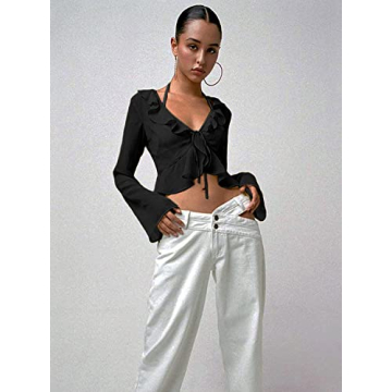 Chic Tie Front Peplum Blouse for Stylish Women