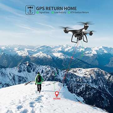 Holy Stone 2K GPS FPV RC Drone HS100 with HD Camera Live Video and GPS Return Home, Large Quadcopter with Adjustable Wide-Angle Camera, Follow Me, Altitude Hold, 18 Minutes Flight, Long Control Range