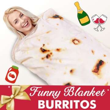 Jorbest Burritos Tortilla Wrap Blanket Adult Kids and Baby Size Birthday Gifts, Double Sided Food Throw Blanket Funny Gifts for Women Men Teen, 285 GSM Soft Flannel Taco Blanket (Yellow, 80 inches)
