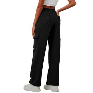 ELLEVEN Women's Wide Leg Cargo Sweatpants - Stylish Comfort