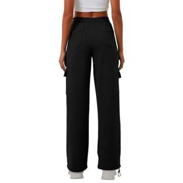 ELLEVEN Women's Wide Leg Cargo Sweatpants - Stylish Comfort