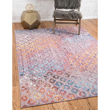 Colorful Unique Loom Rainbow Geometric Area Rug 3'3" x 5'3"