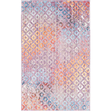 Colorful Unique Loom Rainbow Geometric Area Rug 3'3" x 5'3"