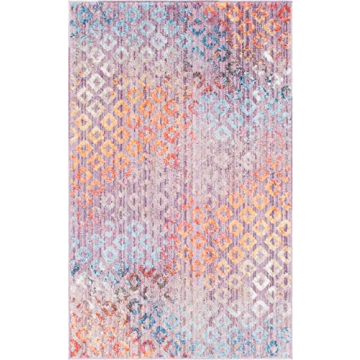 Colorful Unique Loom Rainbow Geometric Area Rug 3'3" x 5'3"