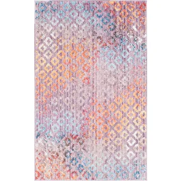 Colorful Unique Loom Rainbow Geometric Area Rug 3'3" x 5'3"
