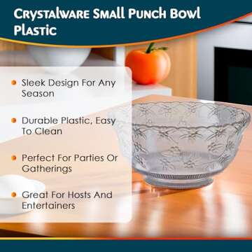 Crystalware 8 qt. Plastic Punch Bowl - Elegant Party Essential