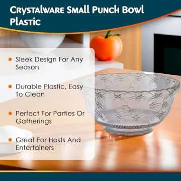 Crystalware 8 qt. Plastic Punch Bowl - Elegant Party Essential