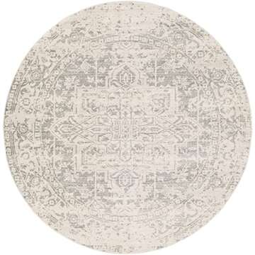 Livabliss Janine Vintage Medallion Area Rug,7'10" Round,Grey