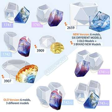 Large Multi-Faceted Gem Stone Resin Epoxy Mold for Jewelry Soap, Ice Making, Gemstone Isomalt Baking...