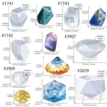 Large Gem Stone Resin Mold Set for Jewelry & Soap Crafting