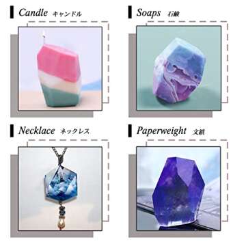 Large Multi-Faceted Gem Stone Resin Epoxy Mold for Jewelry Soap, Ice Making, Gemstone Isomalt Baking, Cabochon Candle Craft Projects 6-Pack