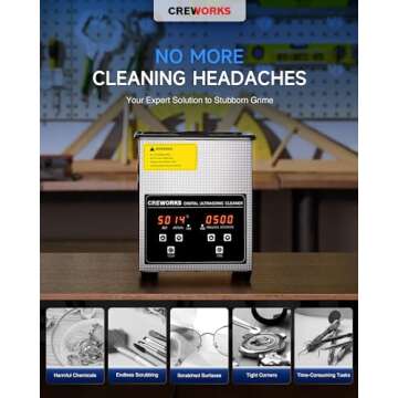 CREWORKS Professional Jewelry Cleaning Machine, 2L Jewelry Cleaning Ultrasonic Machine with Heater &...