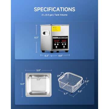 CREWORKS Professional Jewelry Cleaning Machine, 2L Jewelry Cleaning Ultrasonic Machine with Heater & Timer, Digital Sonic Cleaning Machine for Cleaning Denture Dental Irrigator Parts Retainer Glasses