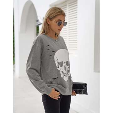 Halloween Skull Graphic Sweatshirt for Trendy Fall Style