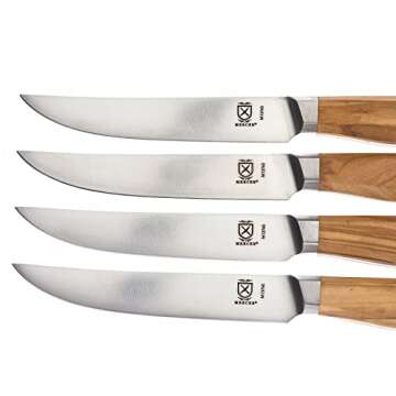 Mercer Culinary Olive Wood 4-Piece Steak Knife Set