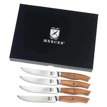 Mercer Culinary Olive Wood 4-Piece Steak Knife Set