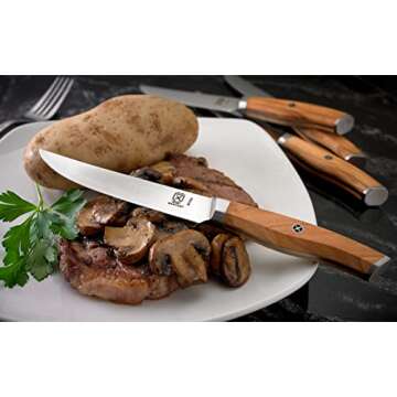 Mercer Culinary Olive Wood 4-Piece Steak Knife Set