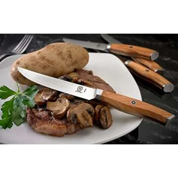 Mercer Culinary Olive Wood 4-Piece Steak Knife Set